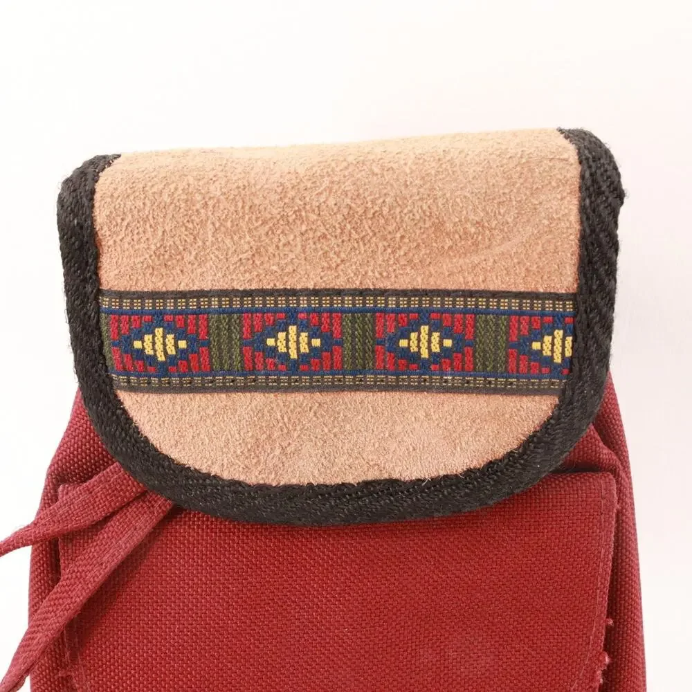 Vtg Roger Gimbel Sling Pack Backpack Handbag S Rust Canvas Suede Organizer Bag